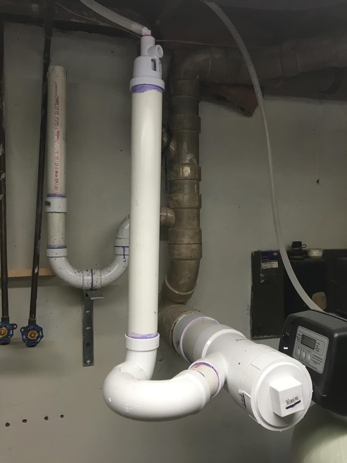 A pipe with too many bends instead of a proper 90-degree fitting