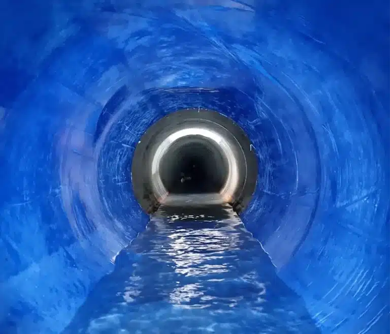 Interior of CIPP lined pipe — commercial trenchless pipe rehabilitation Sydney